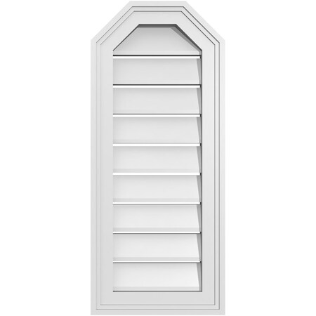 Ekena Millwork Octagonal Top Surface Mount PVC Gable Vent w/ 2"W x 1-1/2"P Brickmould Frame, 12"W x 28"H GVPOT12X2802SF